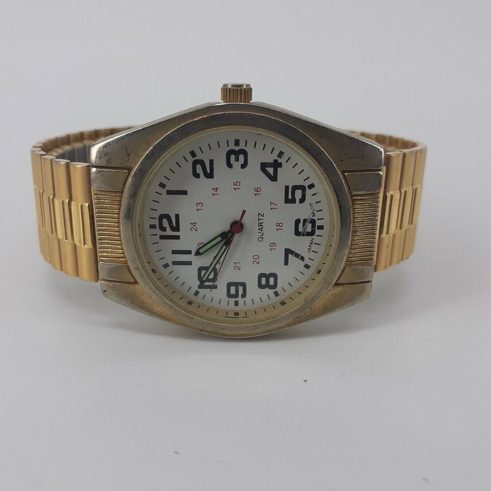 Puritan Mens Wristwatch Watch 60487W Base Metal Bezel Japan Movt. Stainless